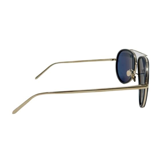 Linda Farrow Premium Luxury Aviator Sunglasses Blue Gold w/ case, box LFL 539/5 - Picture 8 of 11